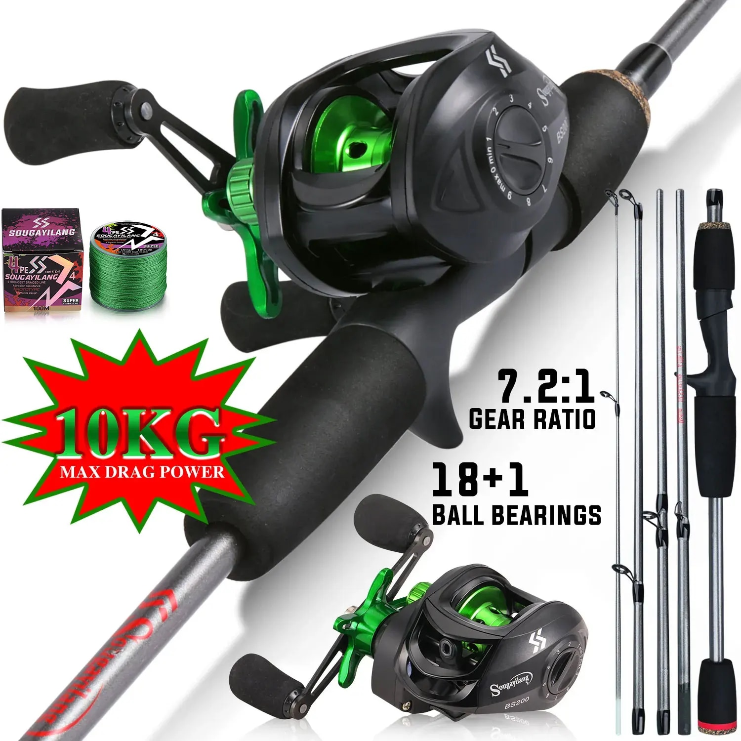 Fishing Rod Combo - Sougayilang vara de pesca combo 1.7m