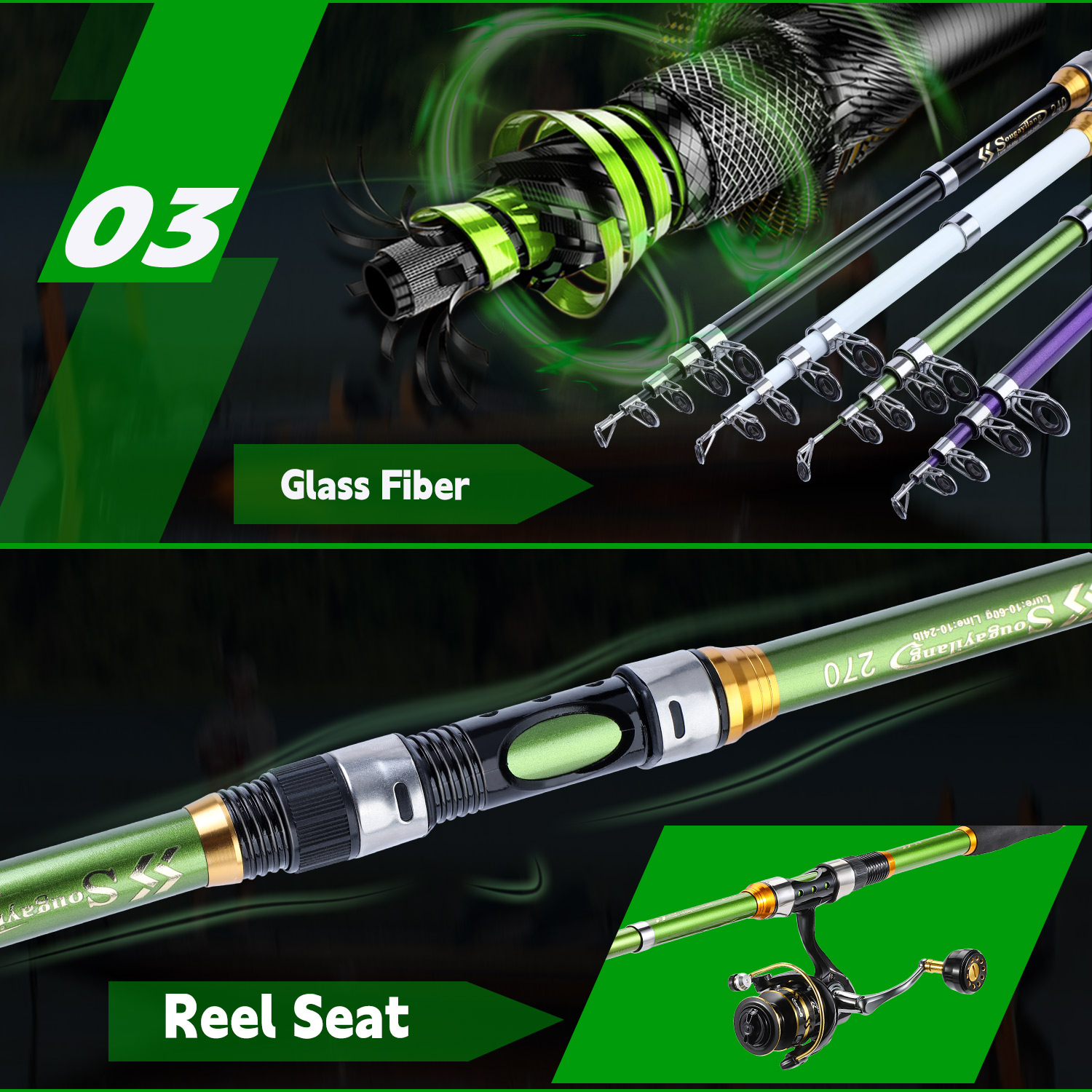 Sougayialng vara de pesca gira - Fishing Rod Combo avaliação e preço